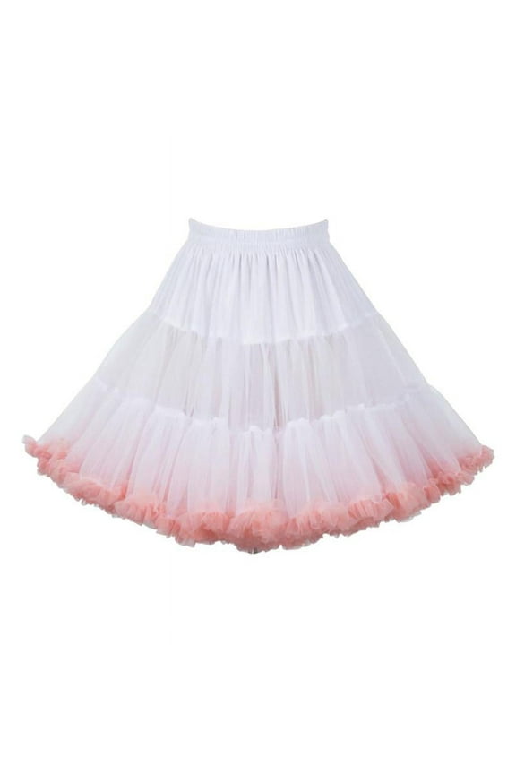 Wavy Women's Girls Hoop Petticoat Net Yarn Crinoline Underskirt for Kids Slips White Pink Color