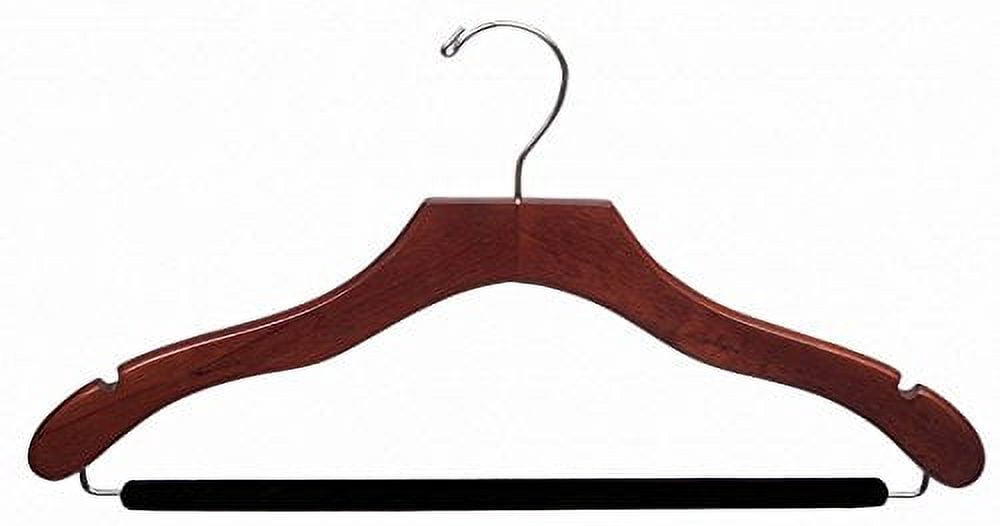 Audioengine Wavy Wood Suit Hanger with Velvet Non-Slip Bar, Wooden Garment Hangers with Notches & Chrome Hook for Shirt Dress, 17 Inch, (50 Count)
