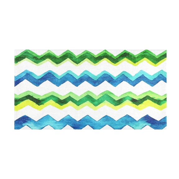 Wavy Zigzag 39x20" Bath Mat Carpet, Absorbent and Non-Slip for Kitchen or Bathroom, Quick-Drying