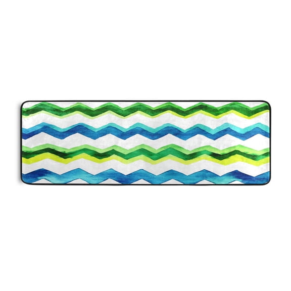 Wavy Zigzag 72x24" Runner Rug, Non-Slip Memory Foam Cushion, Anti-Crease for Hallways and Bedrooms
