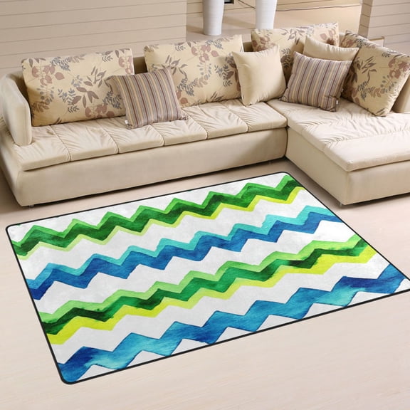 Wavy Zigzag Soft Polyester Area Rug 31''x20'', Non Slip, Memory Foam, Water Absorbent