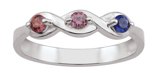 Jewlster Wavy Personalized Birthstone Ring in Sterling Silver