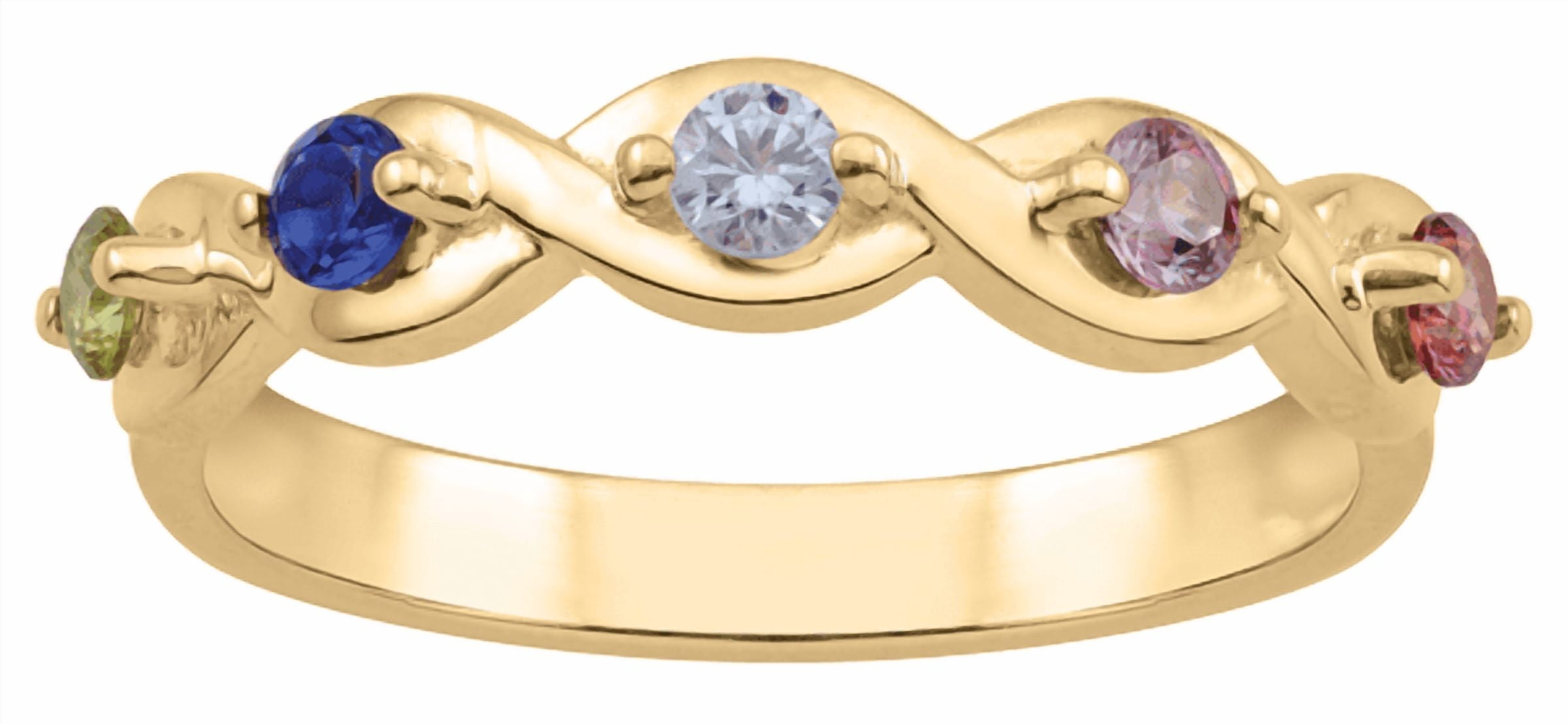 Wavy 14k Gold Personalized Birthstone Ring by Jewlster