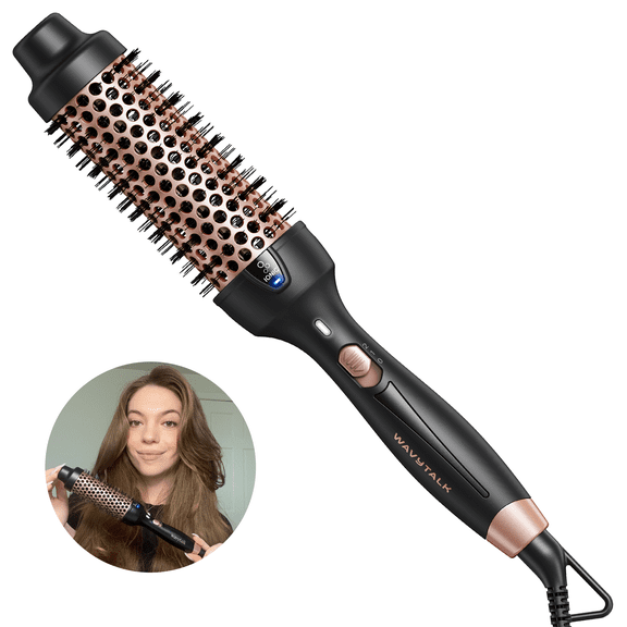Wavytalk Thermal Brush, 1.5 inch Heated Round Brush for Blowout Look, Negative Ion Technology, Dual Voltage, Rose Gold