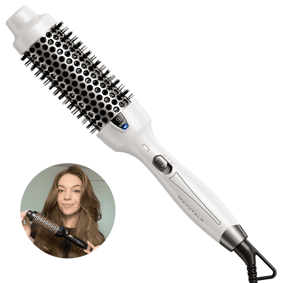 Wavytalk 1.5 Inch Thermal Brush, Negative Ion Thermal Round Brush, Blowout Express, Creates Blowout Look, White