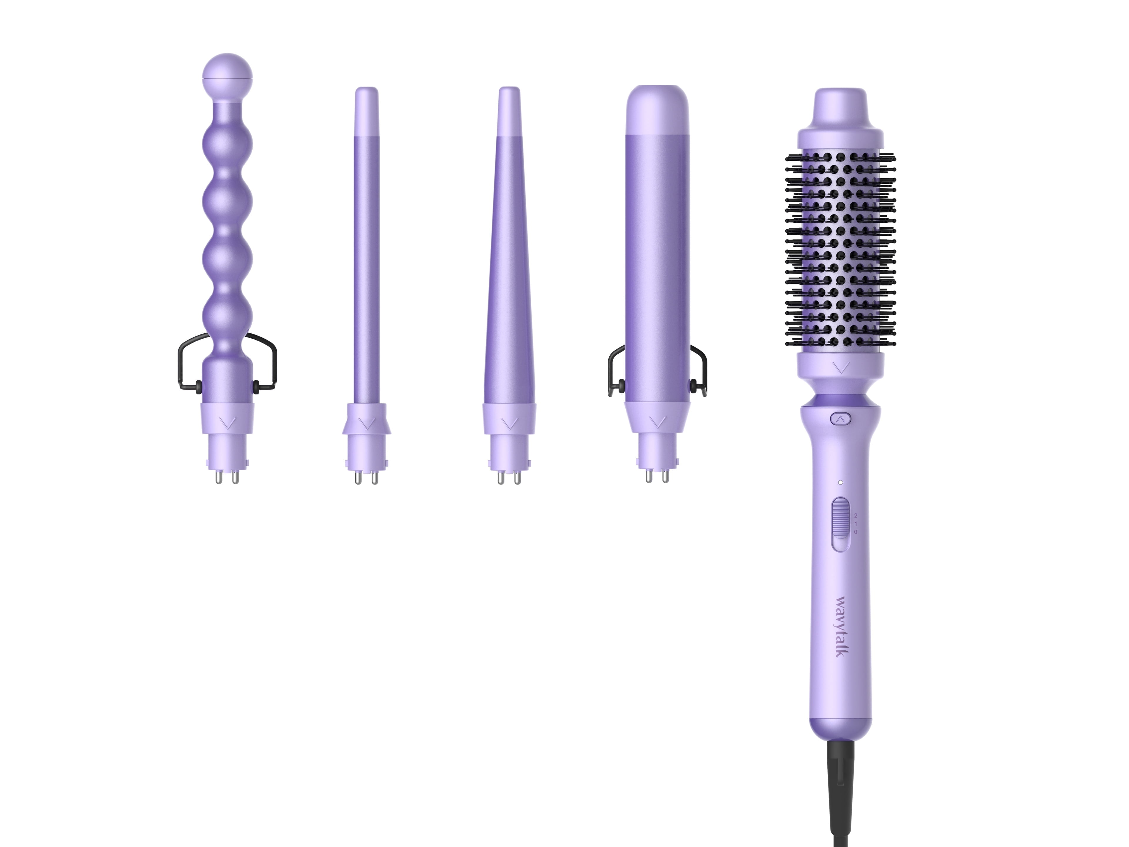 Wavytalk 5 in 1 Curling Iron Set, Multi Curl, Fast Heat Up Ceramic Curling Wand from 0.5 to 1.25 Inch and a Thermal Brush, Purple