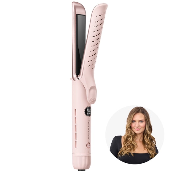 Wavytalk Airflow Styler Whirlwind Curl, Hair Straightener and Curler 2 in 1, Achieve One Pass Curl, Less Damage to Hair, Pink