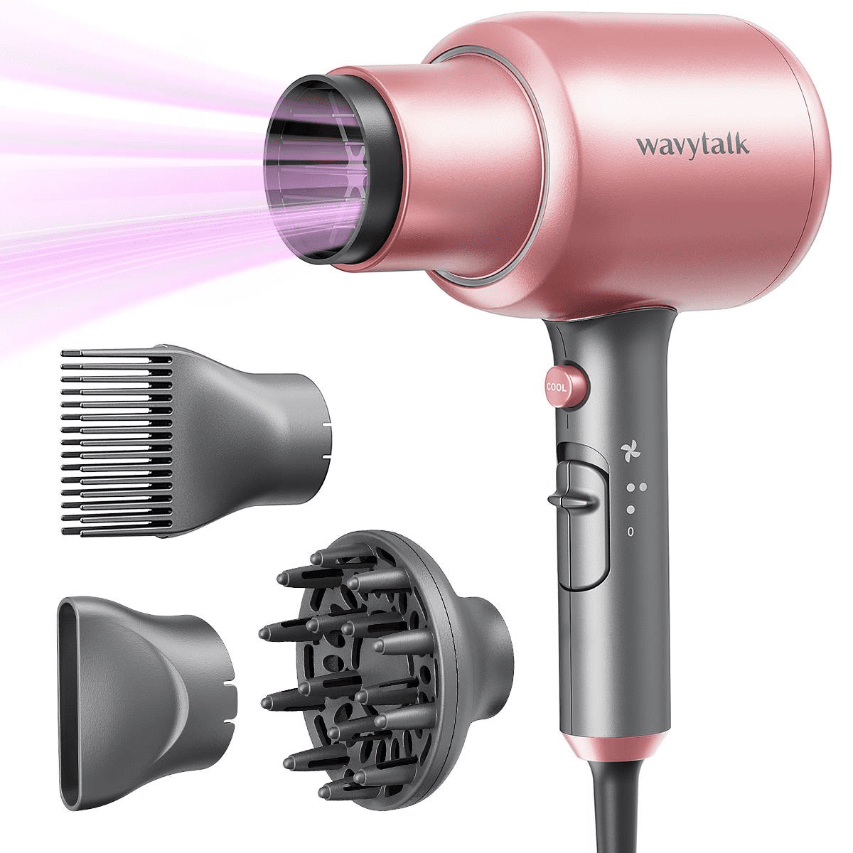 Wavytalk 1875W Hair Dryer with Anti-Frizz Ionic, Diffuser