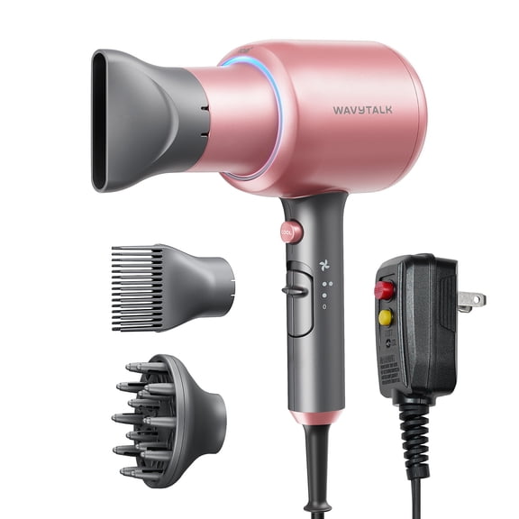 Wavytalk Hair Dryer with Diffuser Ionic Blow Dryer with Powerful 1875W Motor for Fast Drying, Pink