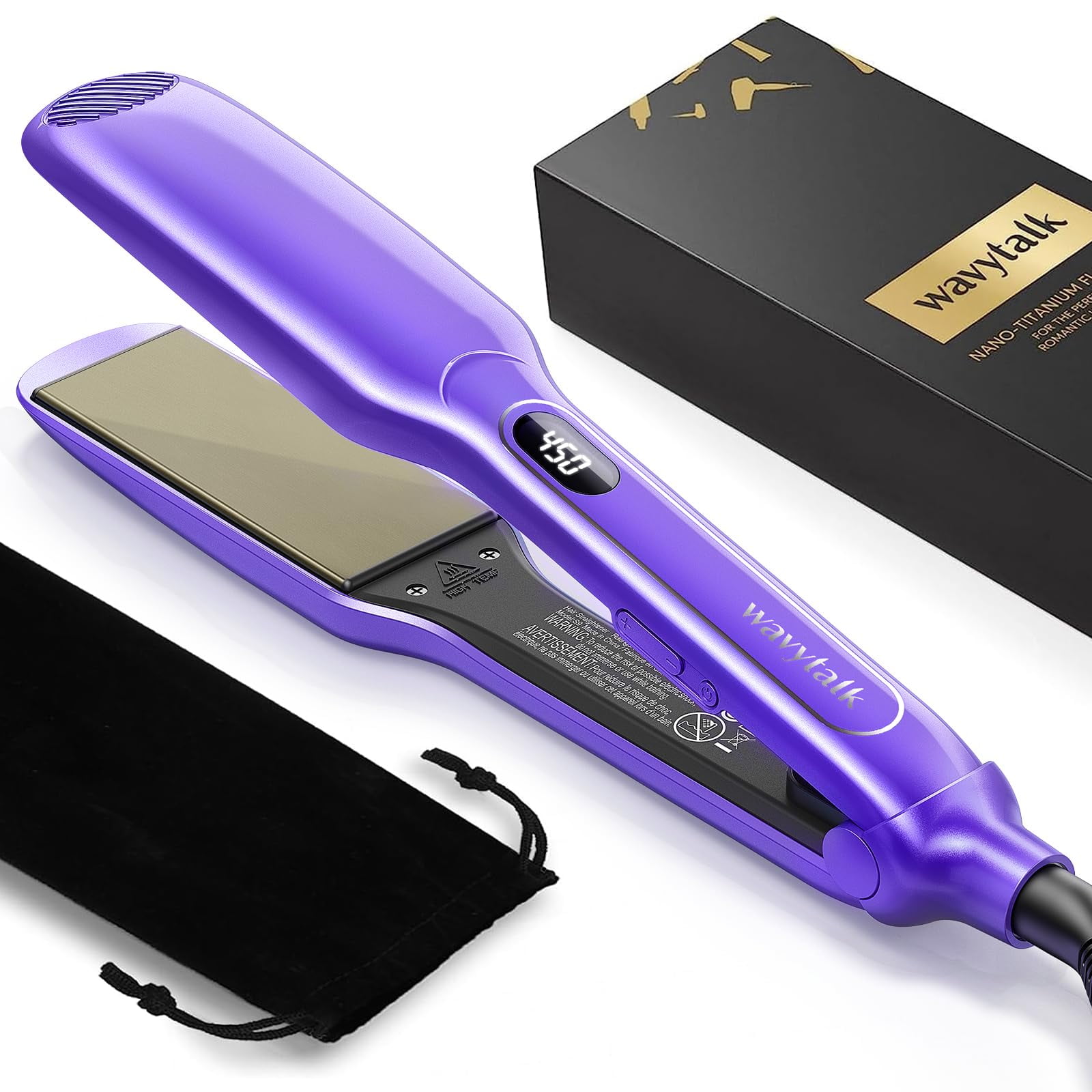 Wavytalk Hair Straightener, 1.7 Inch Titanium Flat Iron for Hair with