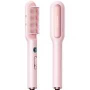 Wavytalk Ionic Hair Straightener Brush, Anti-Scald Ceramic Straightener Comb with LED Display for Super Smooth Hair, Pink