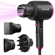 Wavytalk Ionic Hair Dryer, 1875W Blow Dryer with Diffuser for Curly Hair Quiet Compact Design, Black