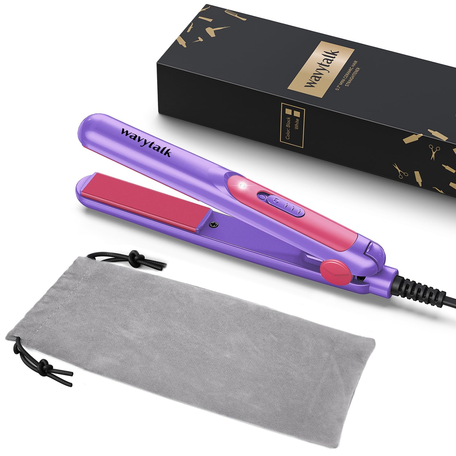Wavytalk Mini Portable Flat Iron, 0.7 Inch Dual Voltage Flat Iron