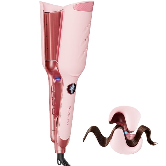 Wavytalk Power Wave Hair Crimper, Curling Iron Hair Crimper Waver, Ventilation Design for Less Damage, Dual Voltage Crimping Iron, Pink