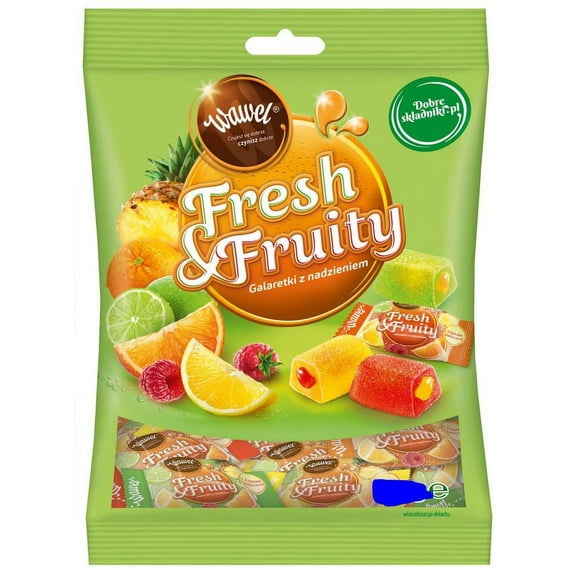 Wawel Fresh & Fruity Jelly Candy Assortment Pineapple Orange Lemon 245g Bag