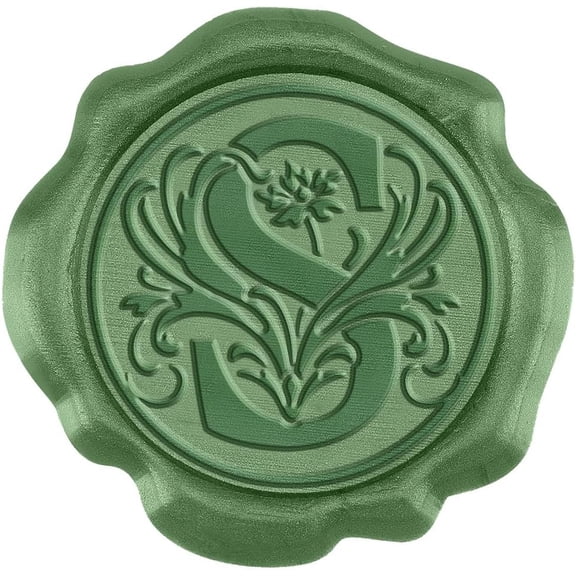 Wax 50Pcs S Letter Wax Seal Stickers Envelope Seal Stickers Wedding Invitation Envelope Seals Leaf Pattern Self Adhesive Stickers for Party Invitation Wrapping Green 1.18inch Wax