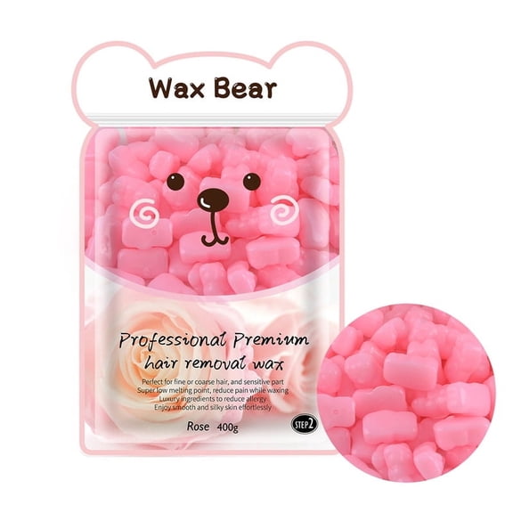 Wax Bear Gummy Bears Design Hard Wax Beads for Hair Removal - Stripless Waxing Beads for Face & Body, and All Hair & Skin Types,Rose 14 oz