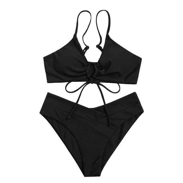 Wax Bikini Women's Bikini Solid Color Lace Sexy Bikini Two Piece ...