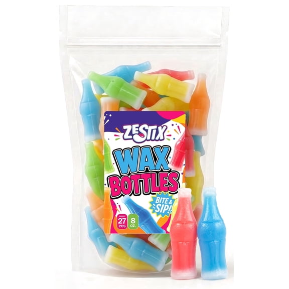 Zestix Wax Bottle Candy, 1/2 lb Retro Candy Drinks, Assorted