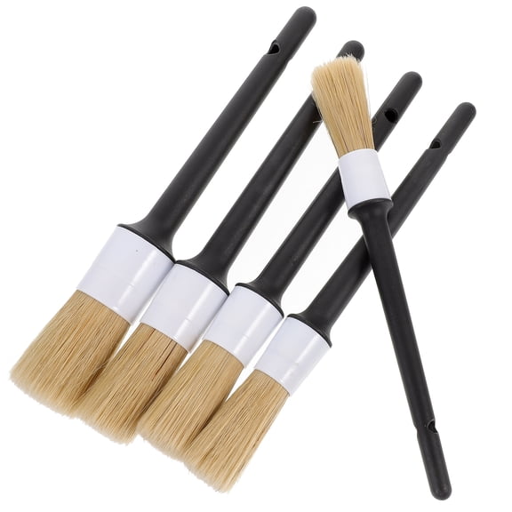 MEIBUTYUP 5-Piece Boar Hair Detail Brush Set for Car Cleaning, Multi-Color, and Soft Bristles for Auto Detailing
