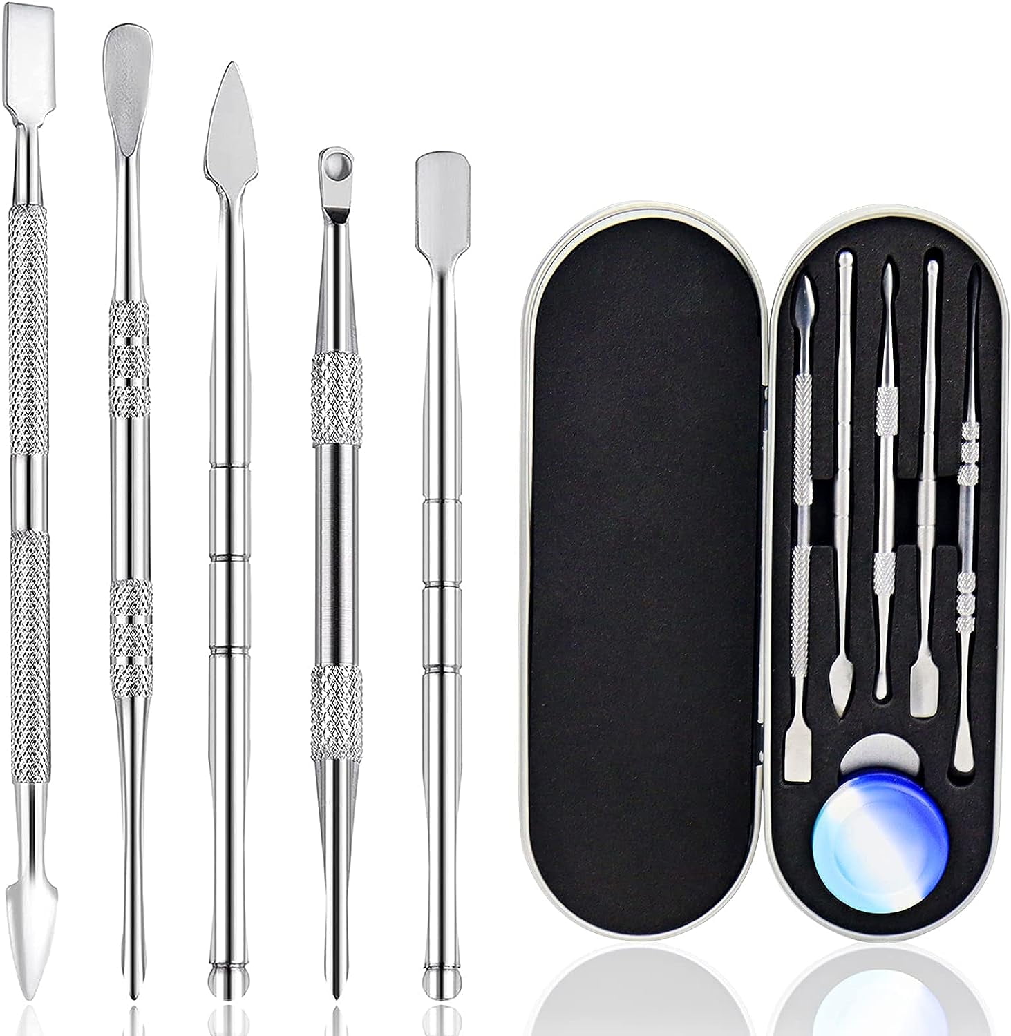 1 Dab Tool Kit For Wax and Dry Herb, with 8pcs Dabber Element Carving Tools  and 1pc Cleaning Brush