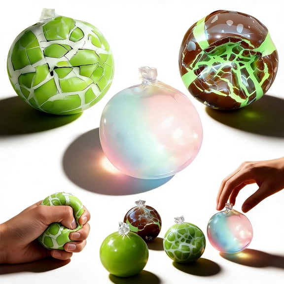 Wax Cracking Squishies Toy, Cracking Wax Ball Squishies, Wax Squishies, Snowball Squishies for Adult, Non-Sticky, Soft Gel Fidget Toy with Crackable Texture