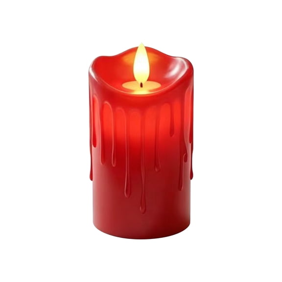 Wax Drip Flameless LED Candle,Flameless LED Pillar Candle with Faux Dripping Wax Effect Flickering Electronic Candle Light for Seasonal Home Holiday Tabletop Decor,Battery Operated Unscented Safe-4"