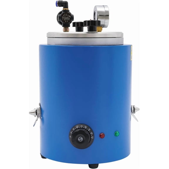 Wax Injector, 5.5LBS Round Wax Casting Machine, 500W Wax Molding Furnace w/Pressure Gauge, 86-230F Temperature Adjustable Jewelry Wax Injection Tool, 2 Nozzles Integrated Wax Melting Furnace