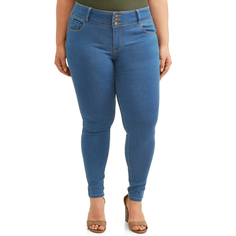 Wax Jean Juniors' Plus Size 3-Button Push-Up Skinny Jegging 