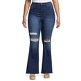 thumbnail image 1 of Wax Jean Juniors' Plus Size High Rise Destructed Flare Jeans, 1 of 1