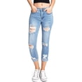 thumbnail image 1 of Wax Jean Women's Juniors Classic High Rise Capri Jeans (7, Light Denim), 1 of 5