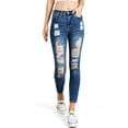 thumbnail image 1 of Wax Jean Women's Juniors Distressed High Rise Ankle Skinny Jeans (Dark Denim), 1 of 5