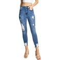 thumbnail image 1 of Wax Jean Womens Juniors High Rise Distressed Ankle Skinnys (3, Medium Denim), 1 of 4