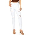 thumbnail image 1 of Wax Jean Womens Juniors High Rise Slash Distressed Skinny Jeans (White-Slash, 0 ), 1 of 5