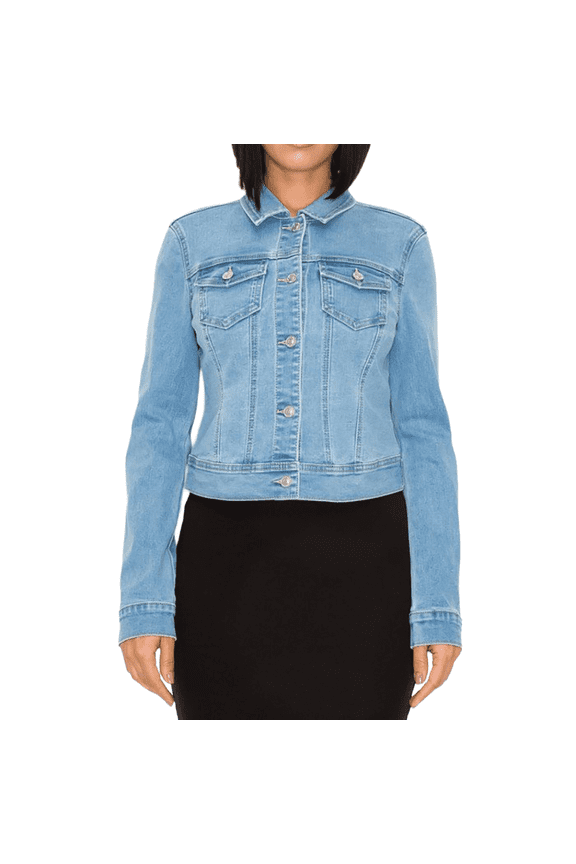 s Women's Basic Stone Washed Denim Jacket LIGHT-L