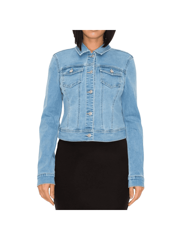 s Women's Basic Stone Washed Denim Jacket LIGHT-L