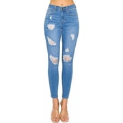 Wax Jeans Womens Butt I Love You Push-Up Destructed Modal Basic Skinny Jeans-MED-0