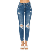 Wax Jeans Women's Butt I Love You Push Up High Rise Ripped Skinny Denim Jeans MED-1