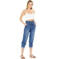 thumbnail image 1 of Wax Jeans Women's High Rise Paperbag Mom Denim Pants (L, Medium), 1 of 5