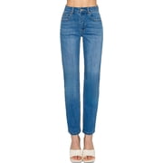 Wax Jeans Women's High Waisted Straight Leg Repreve Denim Jeans-MED-1