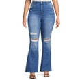 thumbnail image 1 of Wax Jeans Women`s Juniors' Plus High Rise Destructed Flare Jeans MEDIUM 14, 1 of 1