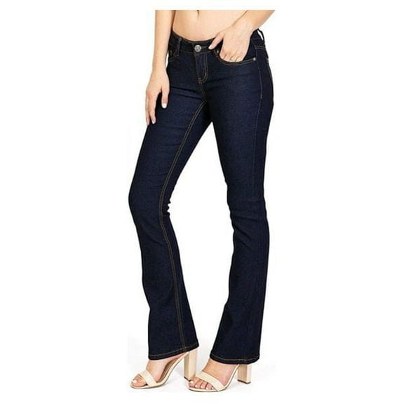 Wax Jeans Womens/Juniors Luscious Basic Bootcut/Straight Stretch Blue/Black Denim Jeans Pants