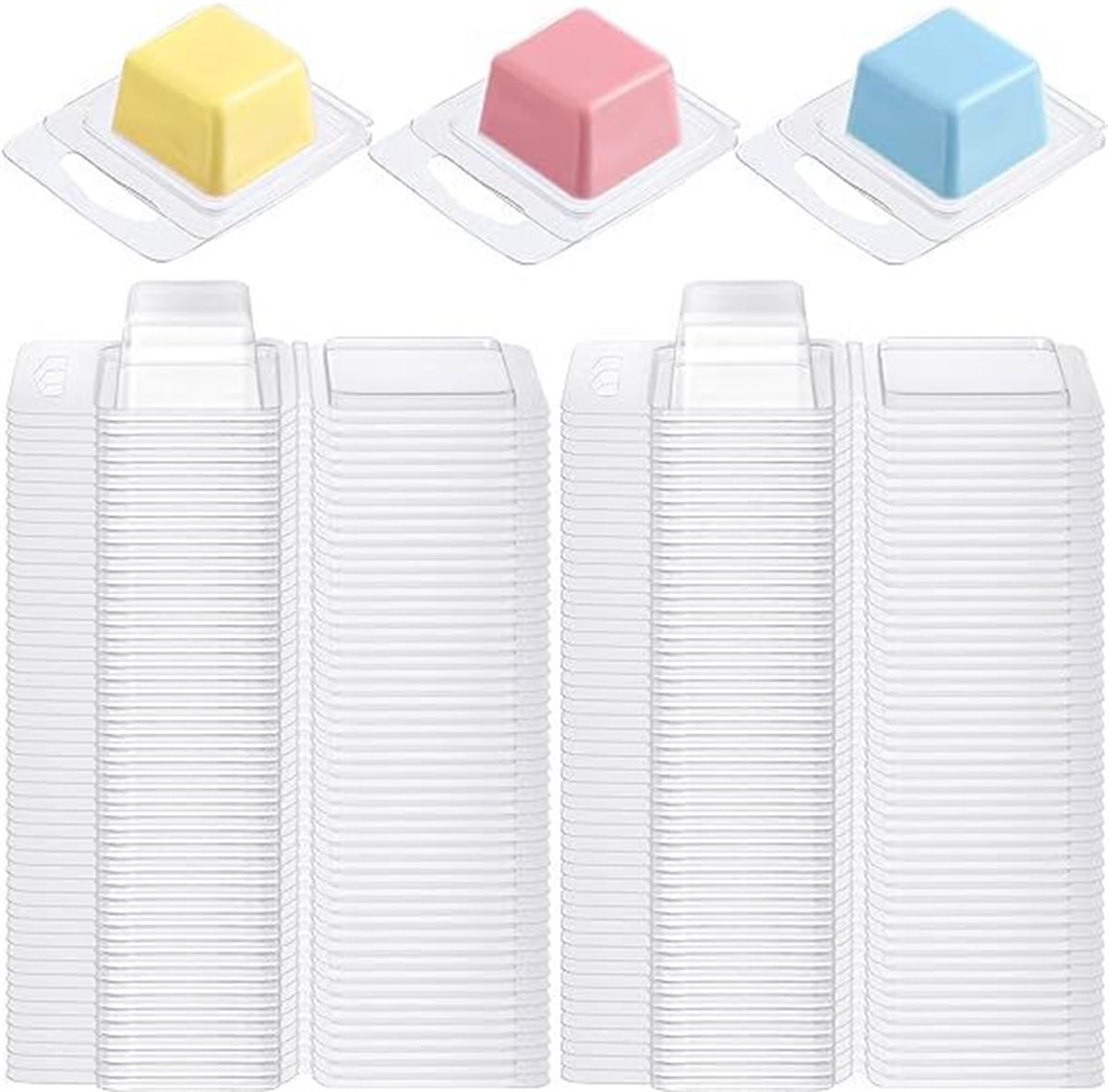 Wax Melt Clamshells Molds, 1.3oz Empty Plastic Wax Melt Container, Candle Molds, Chocolates Mold,Wax Melt Candles Soap Making, 50Pcs, Square