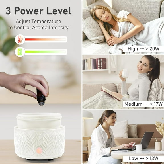 Wax Melt Warmer for Scented Wax Melts 3-in-1 Electric Ceramic Candle Wax Warmer Burner Fragrance Wax Melter for Home Office Bedroom Gift & Decor (Leaf)
