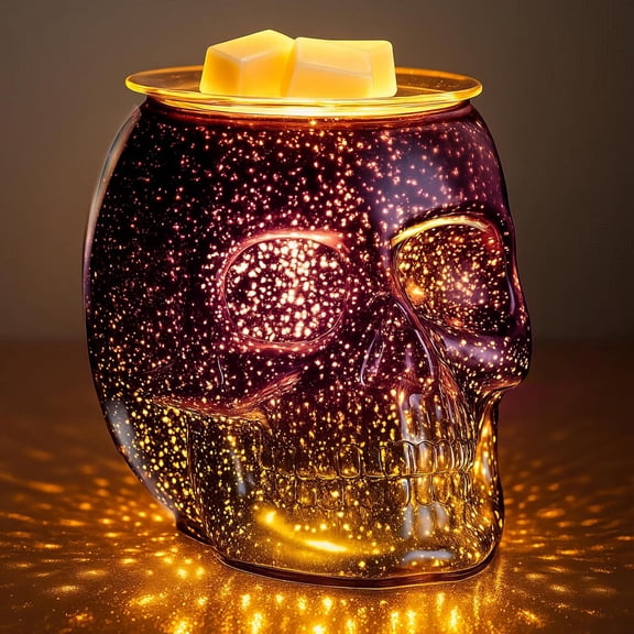 Wax Melt Warmer with Timer, Wax Warmer for Scented Wax with Light Bulb, Electric Skull Wax Burner, Halloween Fragrance Wax Melter for Home and Gifts (Rainbow Skull)