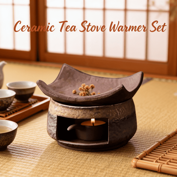 Wax Melts Warmer, Ceramic Aromatherapy Stove, Handmade Essential Oil Diffuser, Multi-Functional Tea Heater Set, Cedar and Zen Burner for Relaxing