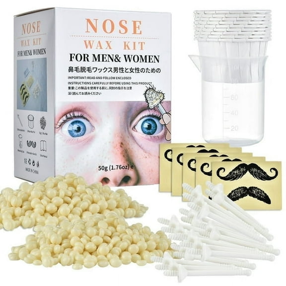Wax Nose Wax Kit, Nose Ear Hair Instant Removal Kits, Painless Quick & Easy Hair Removal Kit, 50g Nose Hair Remover with 20 Applicators for Men and Women