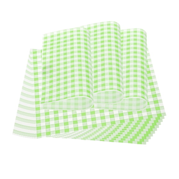 Uxcell Wax Paper Sheets for Food Grease Resistant Sandwich Wrapping Paper Checkered Green White 8.66'' x 8.66''
