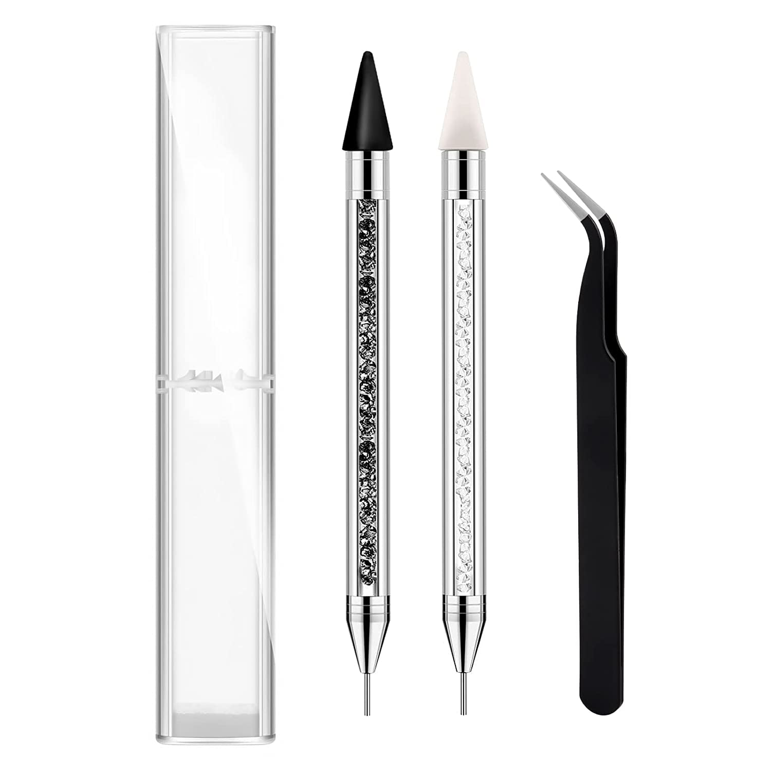 Wax Pencil for Rhinestones, Rhinestone Picker Dotting Pen, Dual-Ended Diamond Painting Wax Pencil Gems Crystals Picker Pen Nail Art DIY Decoration Tool (Purple+White)