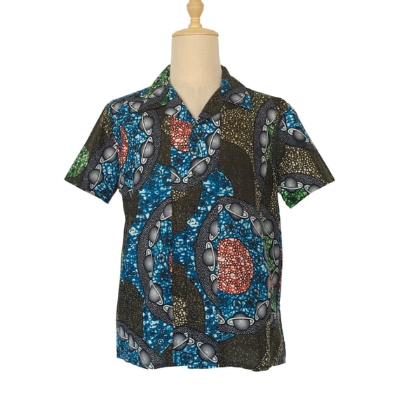 Wax Print Men Shirt Short Sleeves For Summer